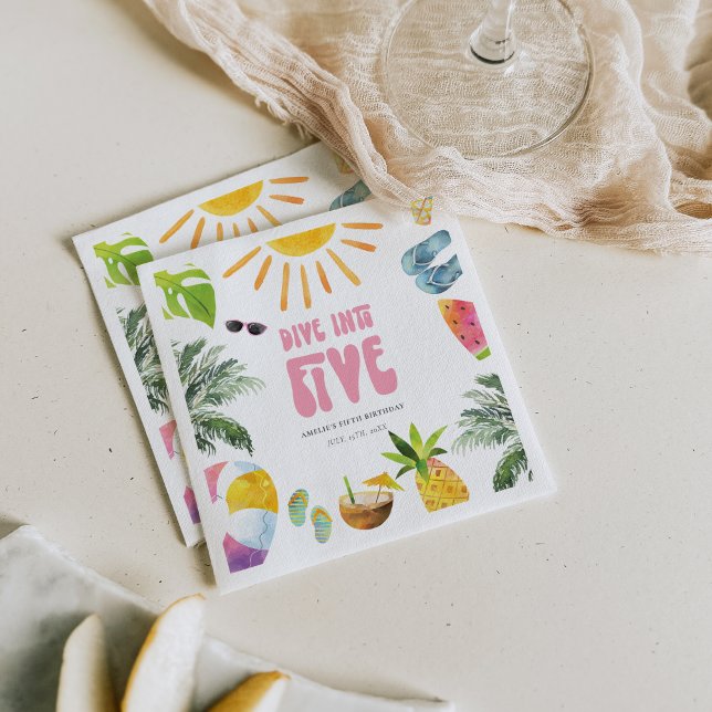 Dive into Five Pool Birthday Party Napkins (Creator Uploaded)