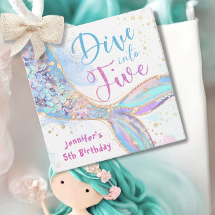 Dive into Five Purple Mermaid 5th Birthday  Favor Tags