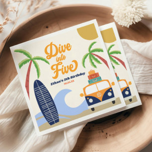 Dive Into Five Surf Blue 5th Birthday Party Napki Napkins