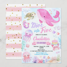 Dive into Five Under The Sea 5th Birthday Pink