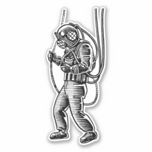 Dive into Nostalgia: Vintage Deep Sea Diver Sticker