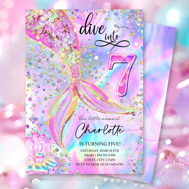 Dive into Seven 7th Birthday Mermaid Invitation  (Creator Uploaded)