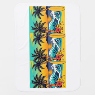 Dive into summer with vibrant beach vibes! baby blanket