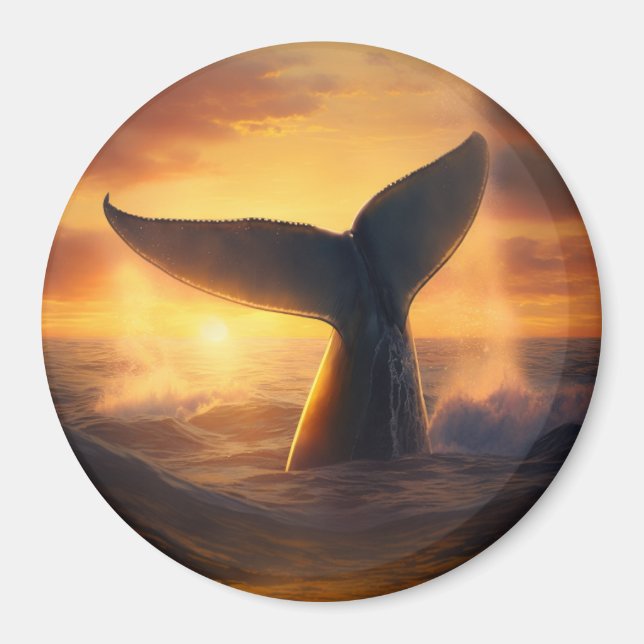 Dive into Sunset: Diving Whale Magnet (Front)
