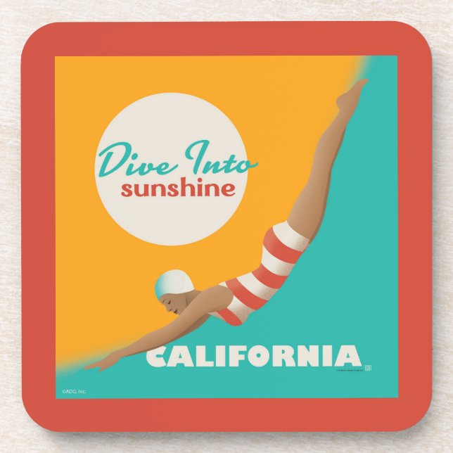 Dive Into Sunshine | California Beverage Coaster (Front)
