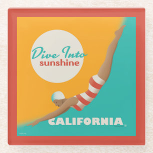 Dive Into Sunshine California Glass Coaster