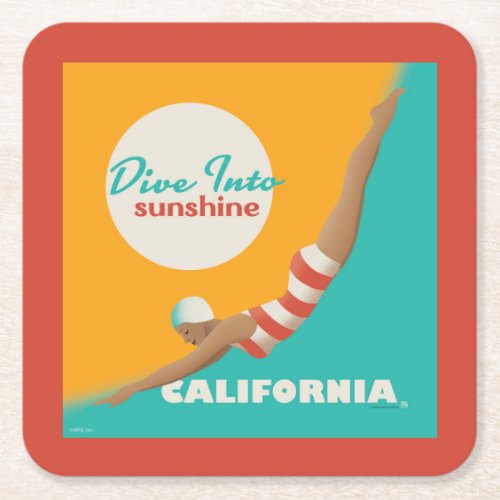 Dive Into Sunshine  California Square Paper Coaster