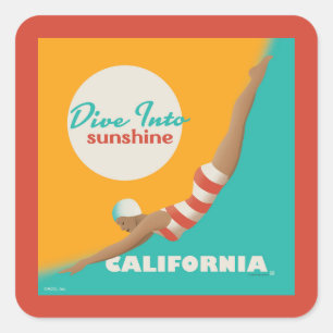 Dive Into Sunshine California Square Sticker
