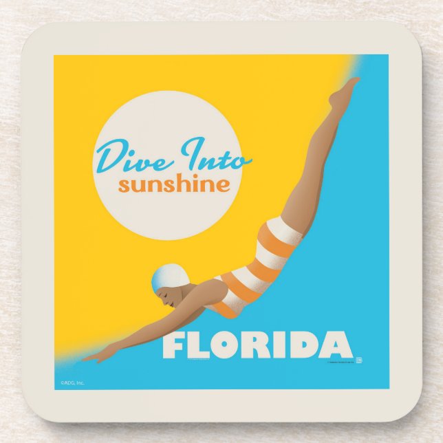 Dive Into Sunshine | Florida Beverage Coaster (Front)