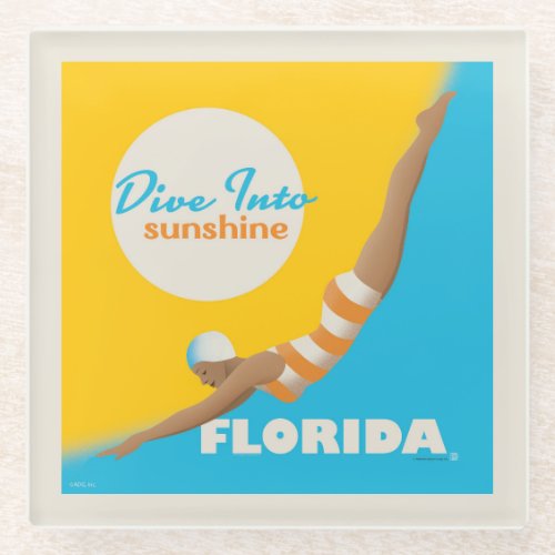 Dive Into Sunshine  Florida Glass Coaster