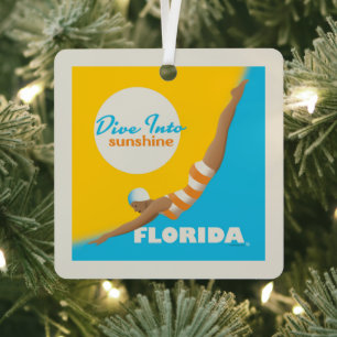 Dive Into Sunshine Florida Metal Ornament