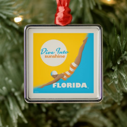 Dive Into Sunshine  Florida Metal Ornament