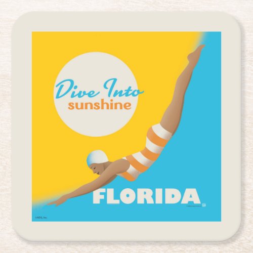 Dive Into Sunshine  Florida Square Paper Coaster