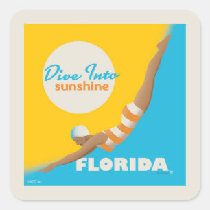 Dive Into Sunshine Florida Square Sticker