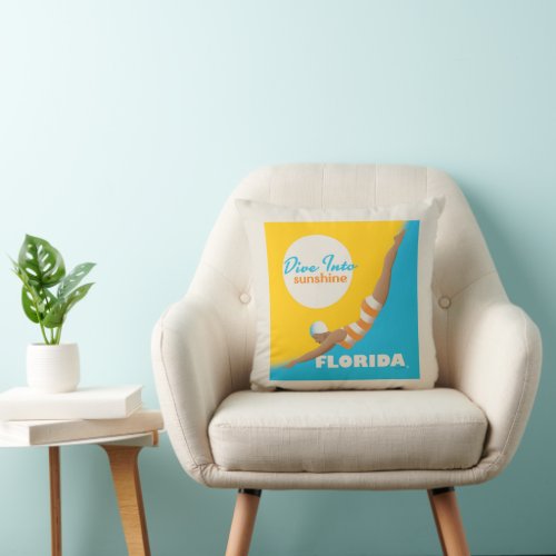 Dive Into Sunshine  Florida Throw Pillow