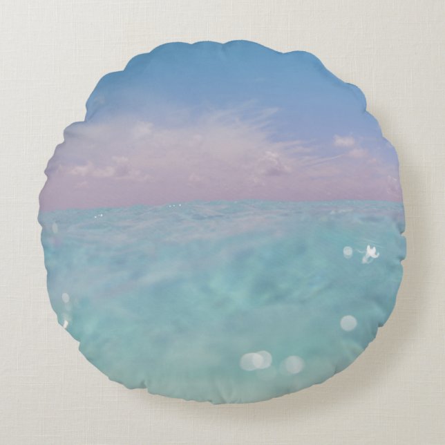 Dive into the Caribbean Sea 3 Round Pillow (Front)