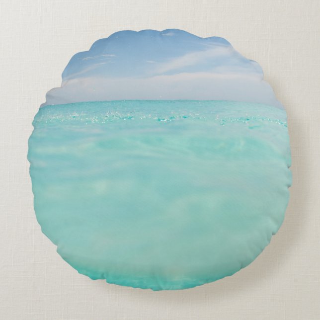 Dive into the Caribbean Sea 4 Round Pillow (Front)