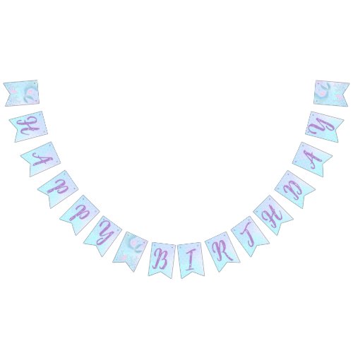 Dive into the Magic Mermaid Theme Birthday Party Bunting Flags