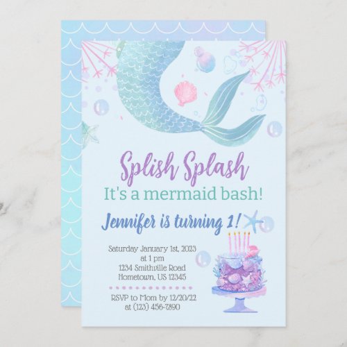 Dive into the Magic Mermaid Theme Birthday Party Invitation