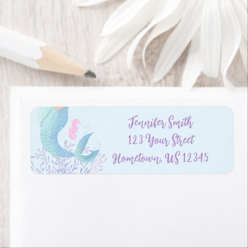 Dive into the Magic Mermaid Theme Birthday Party Label