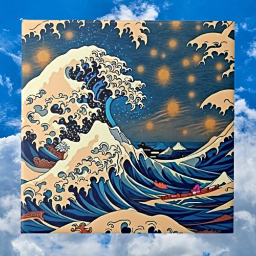 Dive into Timeless Elegance with Our Great Wave Ceramic Tile