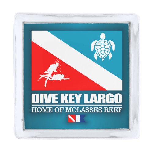 Dive Key Largo sq Silver Finish Lapel Pin