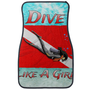 Dive Like A Girl SCUBA Car Floor Mat
