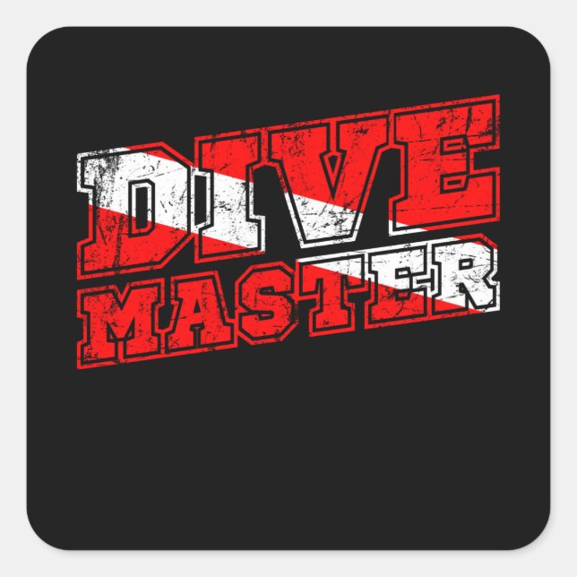 Dive Master Dive Instructor Diver Down Flag Scuba Square Sticker (Front)