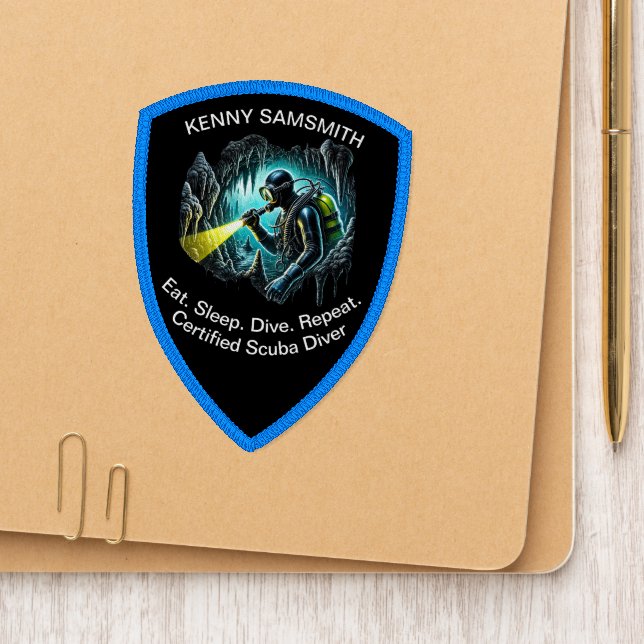 Dive More, Worry Less: Scuba Fun! Patch (On Folder)