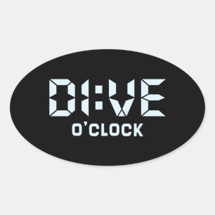 Dive O'Clock Oval Sticker