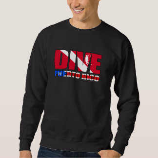 Dive Puerto Rico PR Flag Scuba Diver Design Sweatshirt