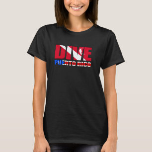 Dive Puerto Rico PR Flag Scuba Diver Design T-Shirt