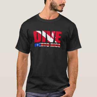 Dive Puerto Rico PR Flag Scuba Diver Design T-Shirt