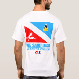 Saint Lucia Flag + Map + Text T-Shirt, Zazzle