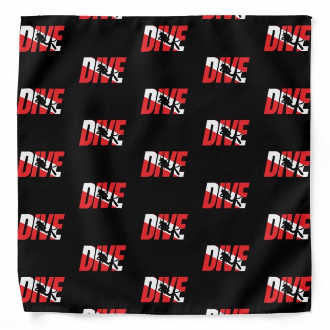 Dive, Scuba Diver Gift Diver Down Flag Diving Bandana (Front)