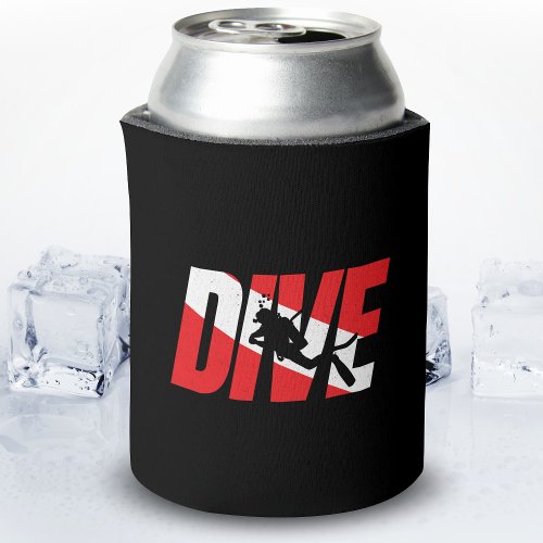 Dive Scuba Diver Gift Diver Down Flag Diving Can Cooler