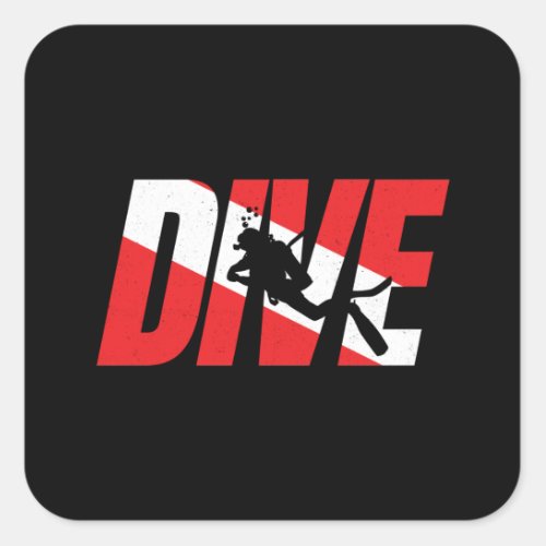 Dive Scuba Diver Gift Diver Down Flag Diving Square Sticker