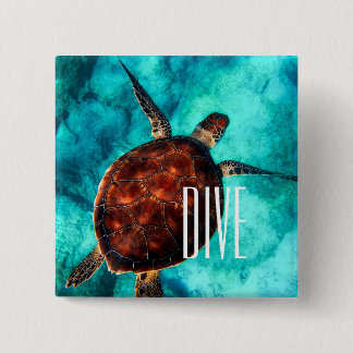 Dive Sea Turtle Pinback Button