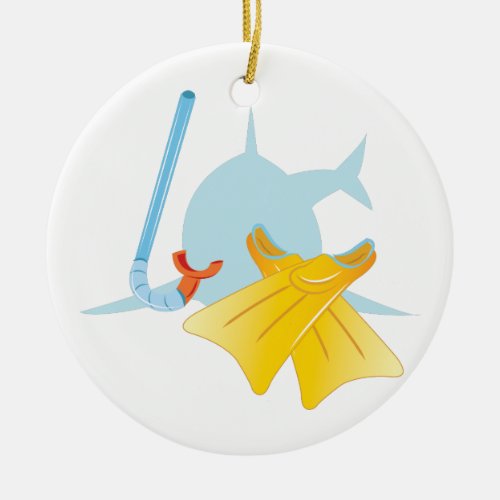 Dive Shark Ceramic Ornament