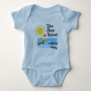Dive Sleep Repeat Design - Baby Jersey Bodysuit