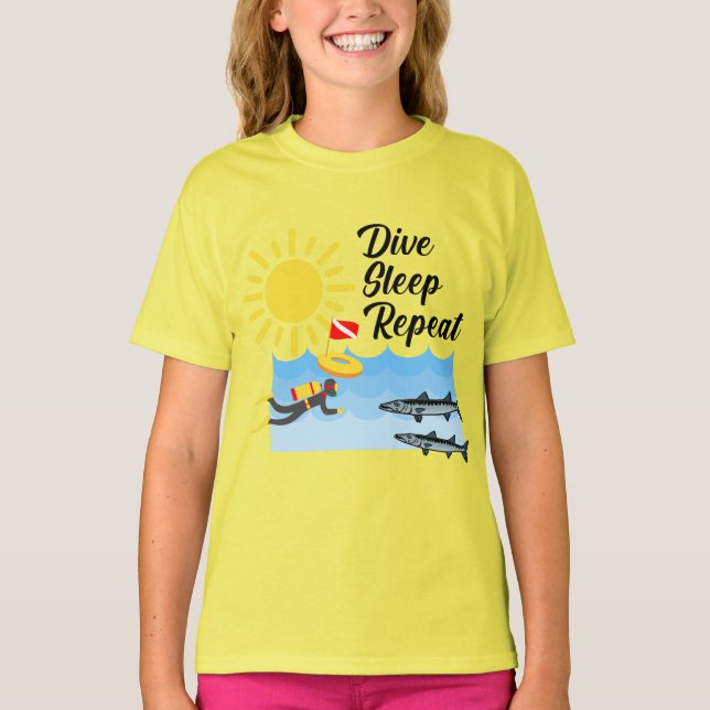 Dive Sleep Repeat Design - Girls' Basic T-Shirt (Front)