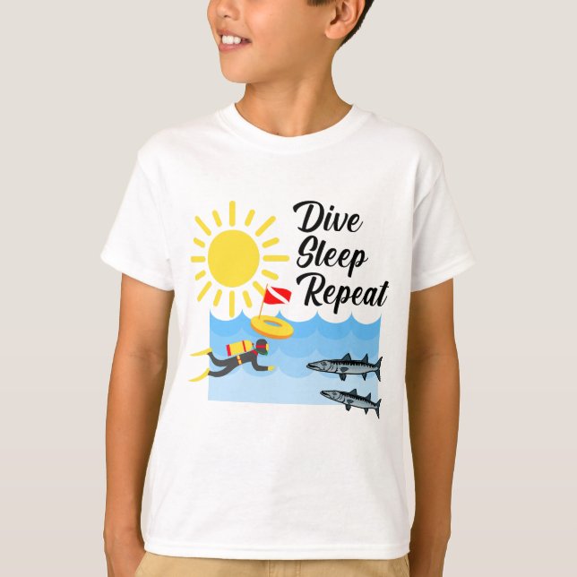 Dive Sleep Repeat Design - Kids' Basic T-Shirt (Front)