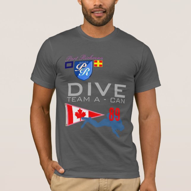 Dive Team A Diving CAN Canada Flag Number 89 T-Shirt (Front)