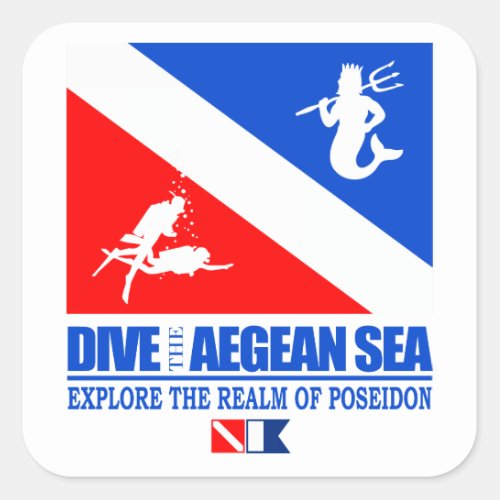 Dive The Aegean Sea Square Sticker