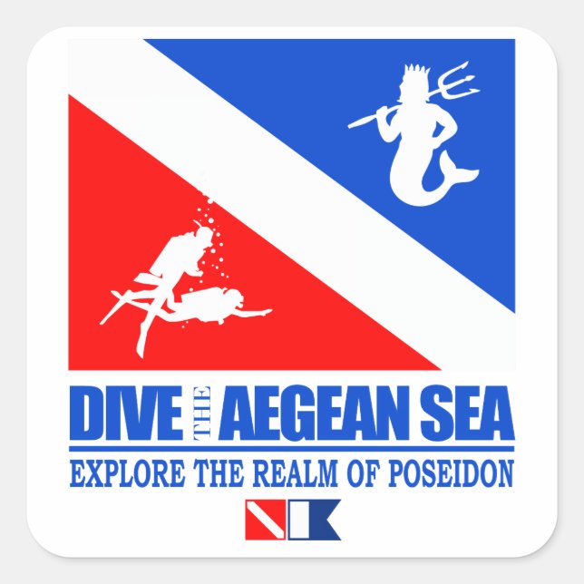 Dive The Aegean Sea Square Sticker (Front)