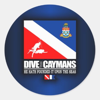 Dive The Caymans Classic Round Sticker by NativeSon01 at Zazzle