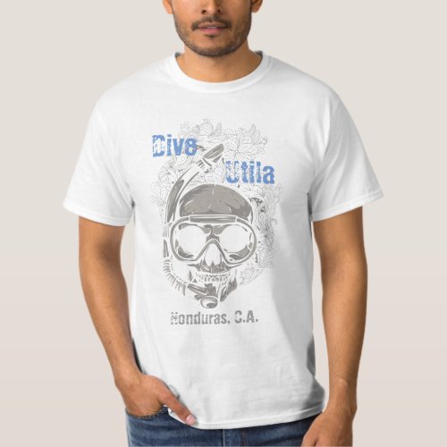 Dive Utila Honduras CA Skull Diver T_shirt