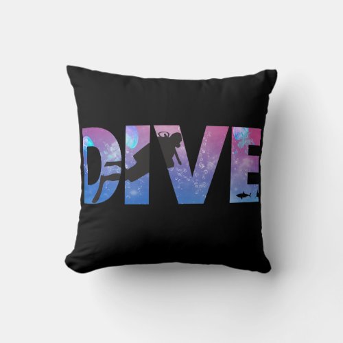  DIVE with scuba divers Throw Pillow