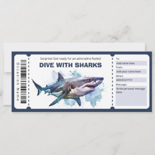 Dive With Sharks Ticket Gift Certificate Invitation