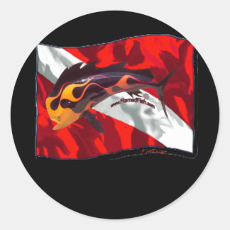 DiveFlag with Flamed Dorado Classic Round Sticker